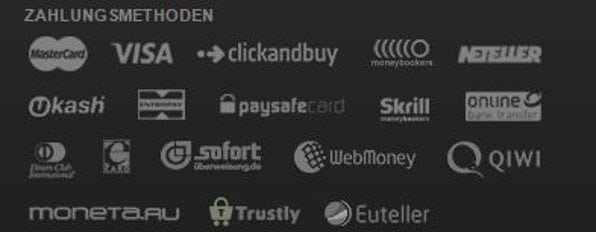 Reichhaltiges Angebot an Zahlungsmethoden wie beispielsweise e-Wallets