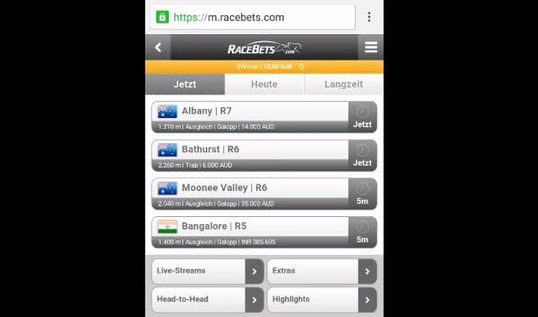 Mit der Racebets App auch mobil das volle Wettvergnügen erleben
