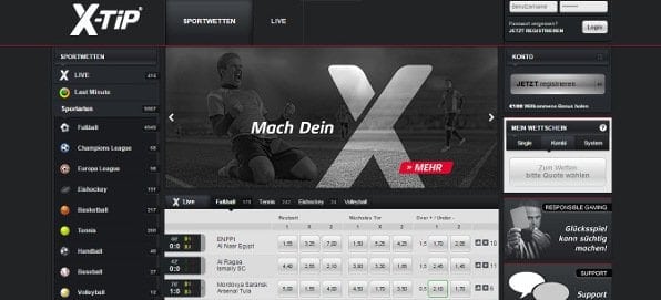 Die XTiP Startseite: Schlichtes Design, gute Navigation