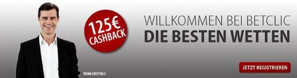 Neue Betclic Kunden erhalten einen Cashback Bonus von bis zu 125€