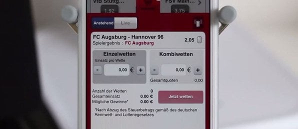 Hier ein Beispielwettschein für eine Fußballwette in der Betclic-App Ansicht.