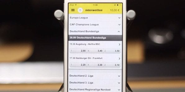 benutzerfreundliche App für alle gängigen Systeme zum unkomplizierten Wetten von Unterwegs.