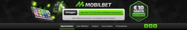 Bei Mobilbet erhalten Neukunden einen No-Deposit-Bonus von 10€