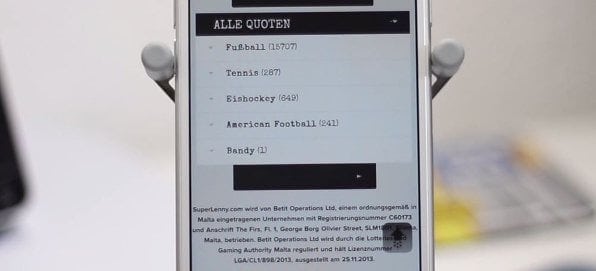 Auch mobil ist fast das gesamte Wettangebot von Superlenny verfügbar