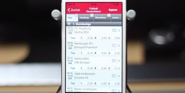 Hier die App-Ansicht eines Beispielwettscheins von Tipico.