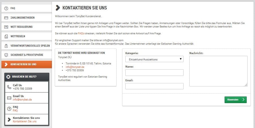 Der englischsprachige Kundenservice antwortet schnell und kompetent