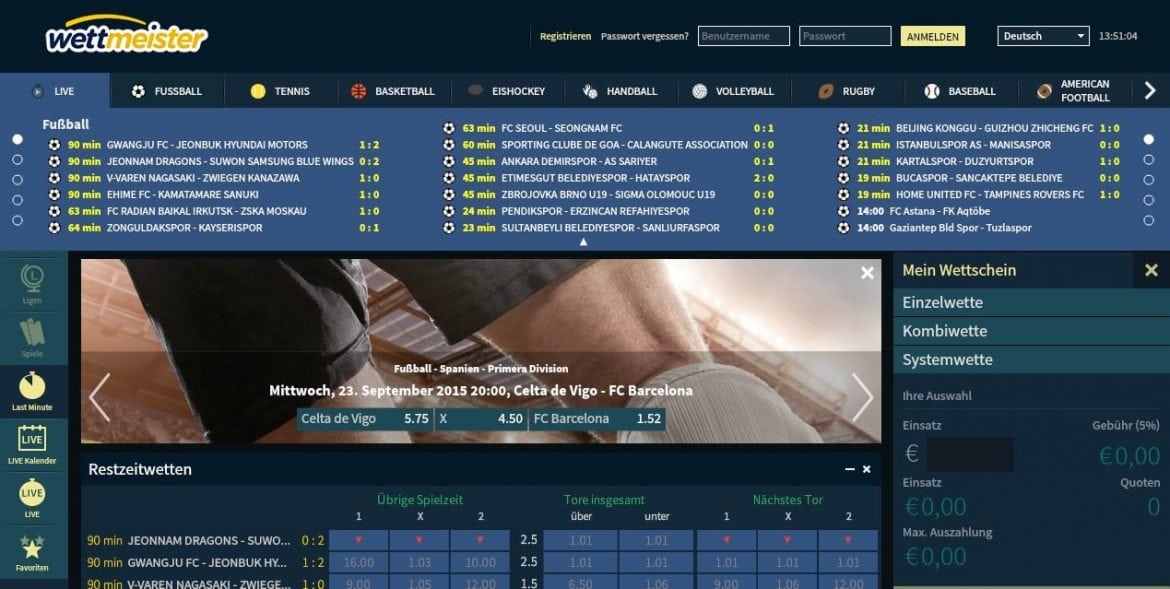 Wettmeister bietet neben Fußball auch viele andere Wetten an