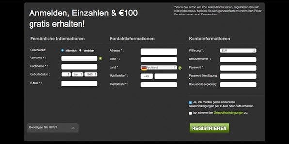 Die Anmeldung bei Ironbet erfolgt in nur wenigen Steps