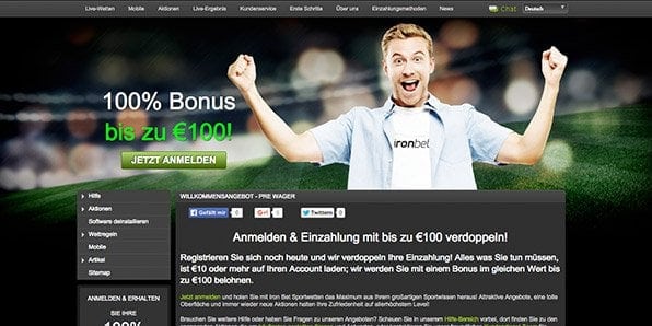 Bei Ironbet kann sich jeder neue Kunde über bis zu 100 Euro Wettbonus freuen
