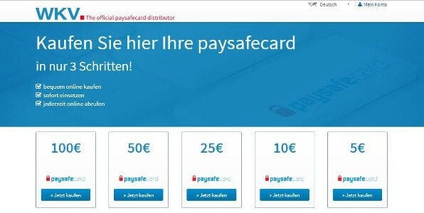 WKV: Paysafecard beim autorisierten Händler online kaufen 