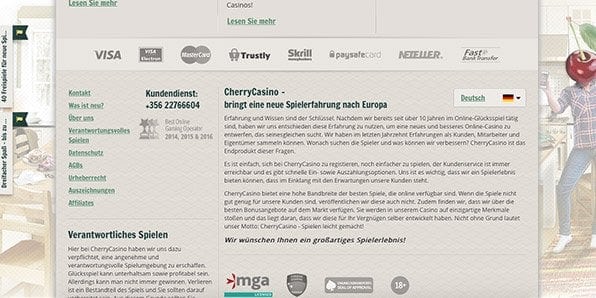Cherry Casino - Einzahlung und Auszahlung
