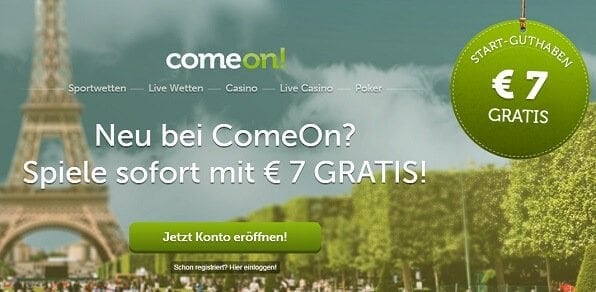 7 Euro Bonus ohne Einzahlung bei ComeOn