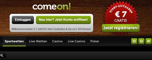7 Euro Bonus ohne Einzahlung bei ComeOn