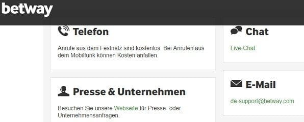 Guter Kundensupport bei Betway