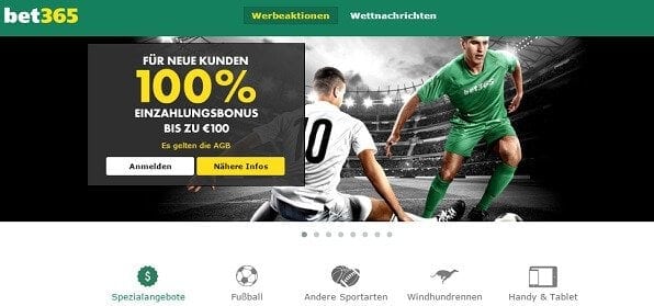 Bis zu 100 Euro Wettbonus bei bet365