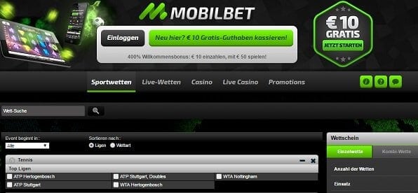 10 Euro No-Deposit-Bonus bei Mobilbet