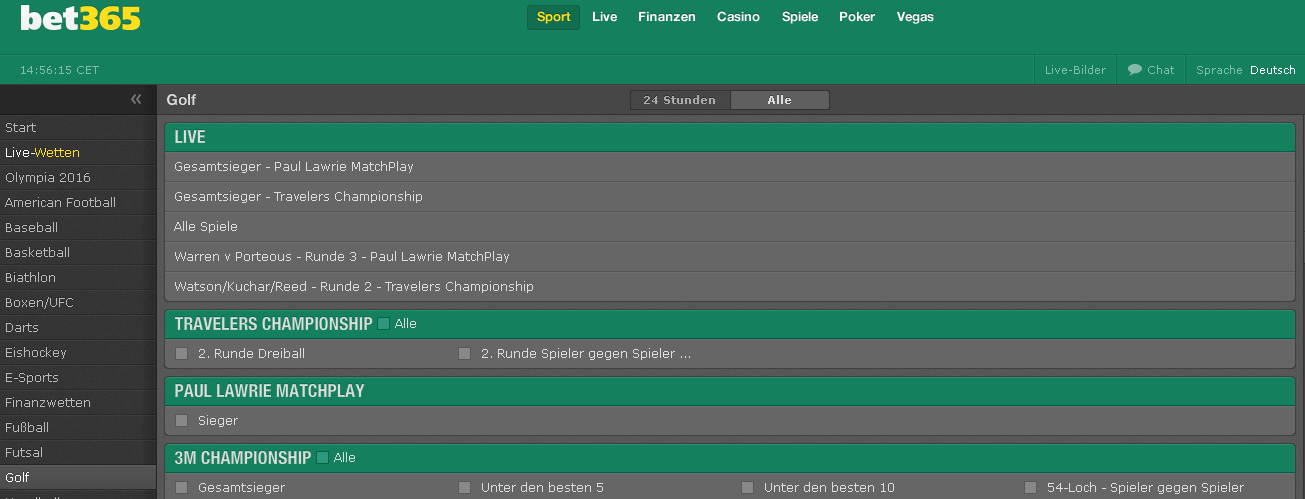 bet365 Spiele Sport Golf