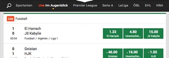 Mr Green Livewetten
