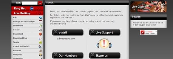Auch Live-Chat bei Betrebels