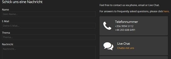 Live-Chat kostenlos verfügbar