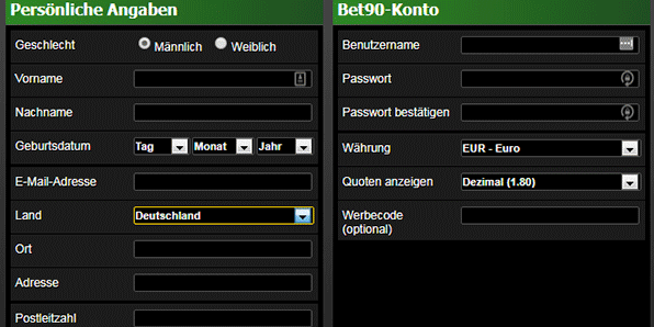 Bet90 Registrierung