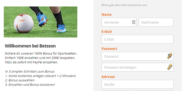betsson Registrierung
