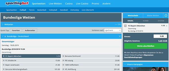 Sportingbet Sport Wettquoten