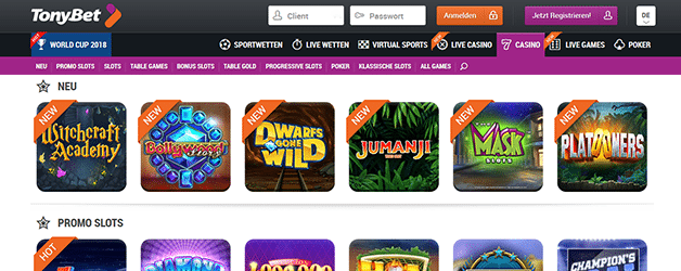 TonyBet Zusatzangebot Casino