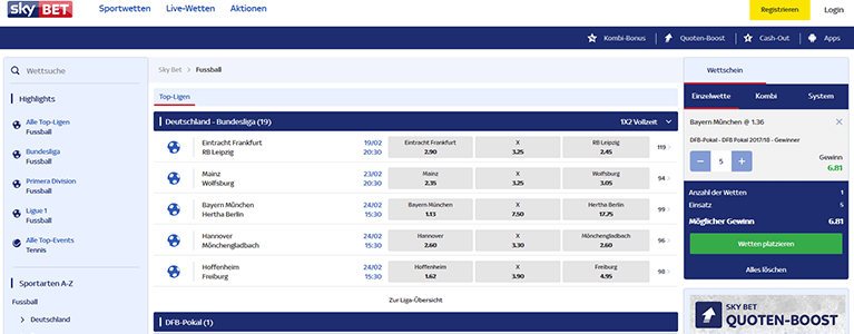 SkyBet Wettquoten