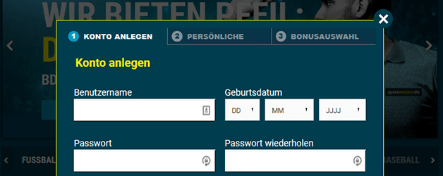 Sportwetten.de Registrierung