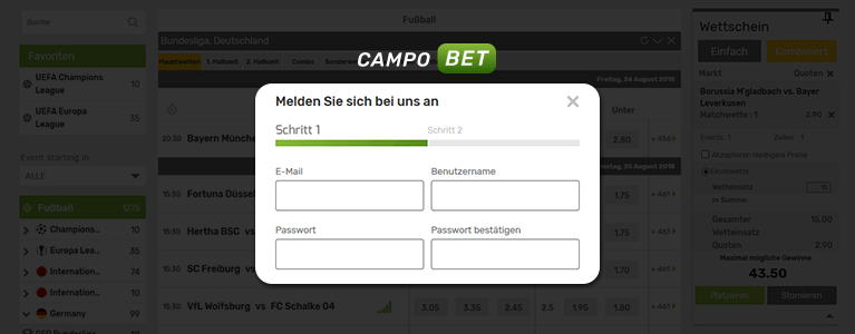 Campobet Sport Registrierung