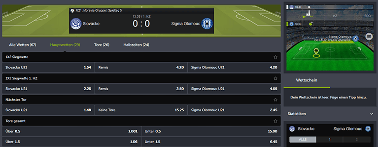 Comeon Sport Livewetten