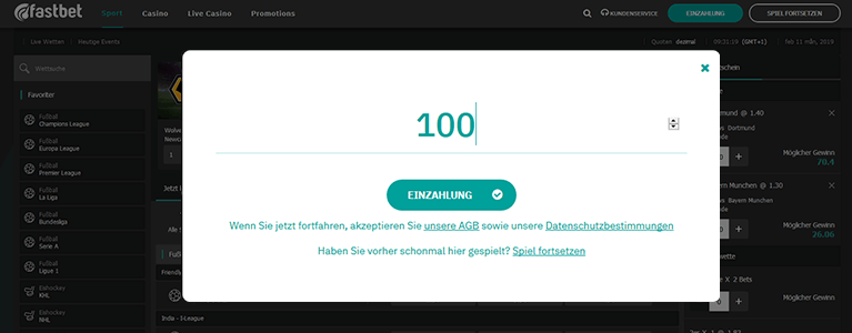 Fastbet Registrierung