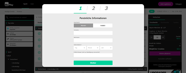 Moplay Sports Registrierung
